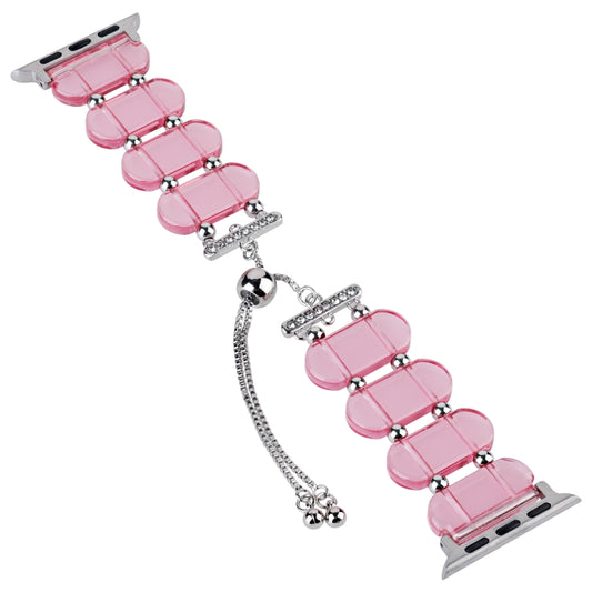 For Apple Watch SE 2023 44mm Resin Retractable Chain Watch Band(Pink) by buy2fix