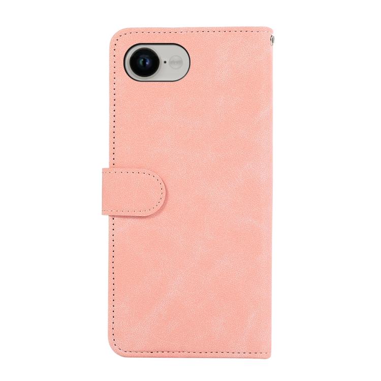 For iPhone 16e ABEEL Color Block Magnetic RFID Leather Phone Case(Pink-Cyan) - iPhone 16e Cases by buy2fix | Online Shopping UK | buy2fix