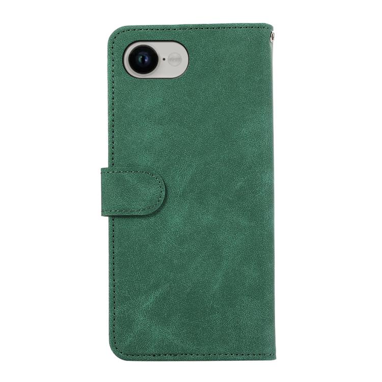 For iPhone 16e ABEEL Color Block Magnetic RFID Leather Phone Case(Green-Black) - iPhone 16e Cases by buy2fix | Online Shopping UK | buy2fix