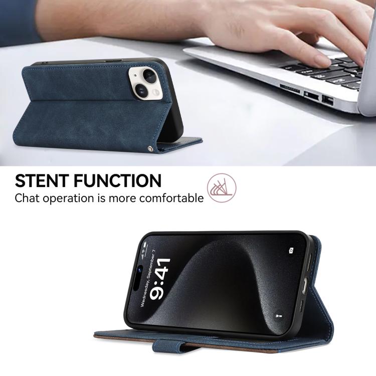 For iPhone 17 ABEEL Color Block Magnetic RFID Leather Phone Case(Blue-Brown) - iPhone 17 Cases by buy2fix | Online Shopping UK | buy2fix