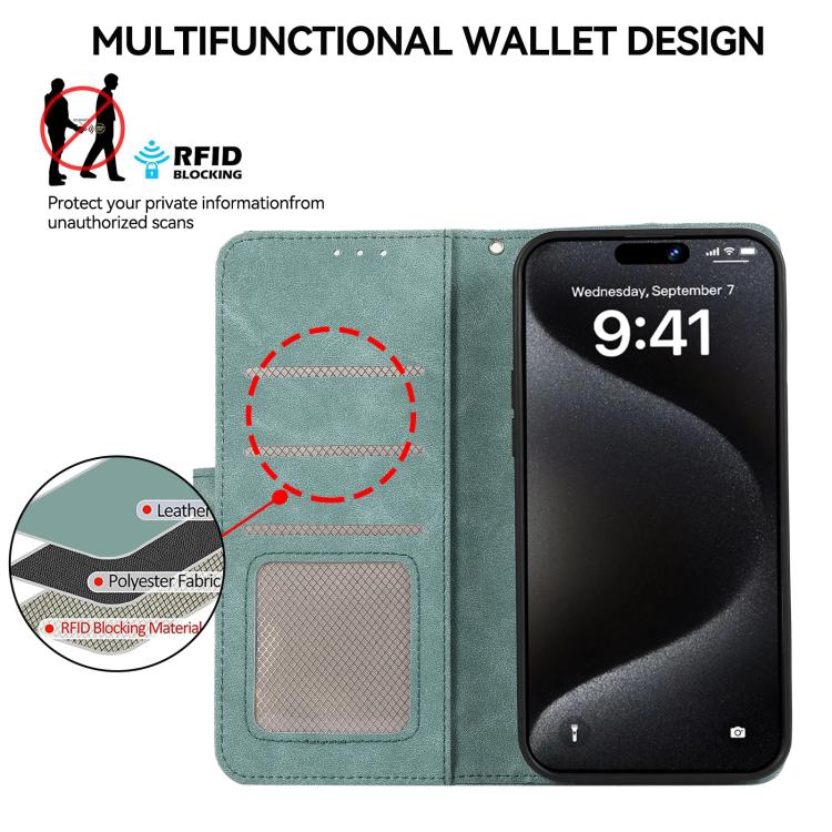 For iPhone 17 ABEEL Color Block Magnetic RFID Leather Phone Case(Cyan-Pink) - iPhone 17 Cases by buy2fix | Online Shopping UK | buy2fix