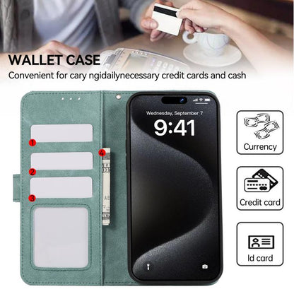 For iPhone 17 ABEEL Color Block Magnetic RFID Leather Phone Case(Cyan-Pink) - iPhone 17 Cases by buy2fix | Online Shopping UK | buy2fix