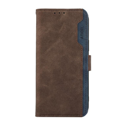 For iPhone 17 ABEEL Color Block Magnetic RFID Leather Phone Case(Brown-Blue) - iPhone 17 Cases by buy2fix | Online Shopping UK | buy2fix