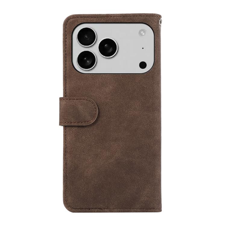 For iPhone 17 Pro ABEEL Color Block Magnetic RFID Leather Phone Case(Brown-Blue) - iPhone 17 Pro Cases by buy2fix | Online Shopping UK | buy2fix