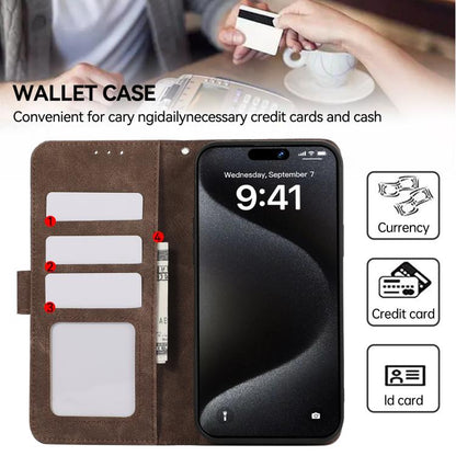 For iPhone 17 Pro ABEEL Color Block Magnetic RFID Leather Phone Case(Brown-Blue) - iPhone 17 Pro Cases by buy2fix | Online Shopping UK | buy2fix