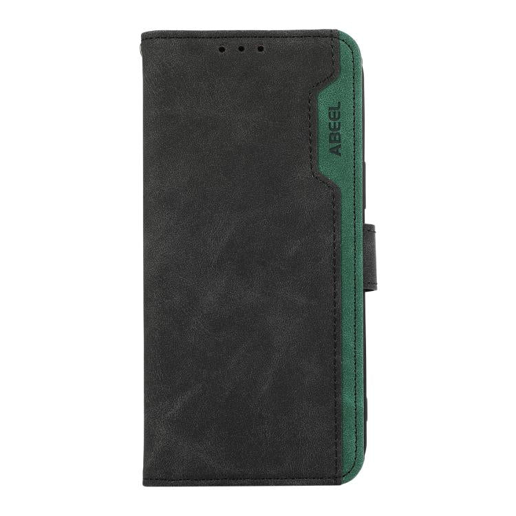 For iPhone 17 Pro Max ABEEL Color Block Magnetic RFID Leather Phone Case(Black-Green) - iPhone 17 Pro Max Cases by buy2fix | Online Shopping UK | buy2fix