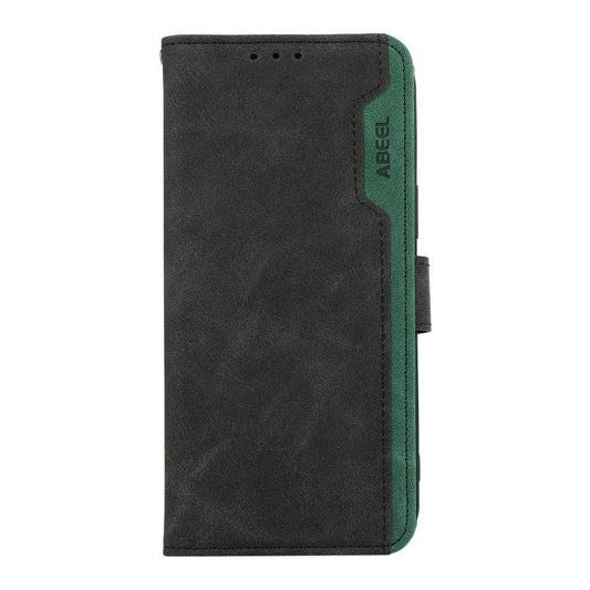 For iPhone 17 Pro Max ABEEL Color Block Magnetic RFID Leather Phone Case(Black-Green) - iPhone 17 Pro Max Cases by buy2fix | Online Shopping UK | buy2fix
