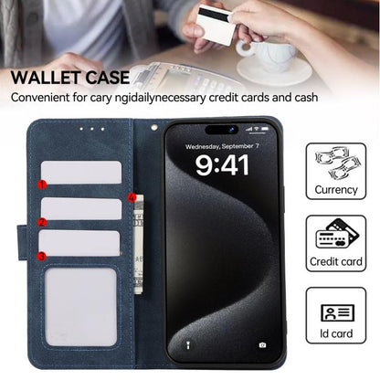 For iPhone 17 Pro Max ABEEL Color Block Magnetic RFID Leather Phone Case(Blue-Brown) - iPhone 17 Pro Max Cases by buy2fix | Online Shopping UK | buy2fix