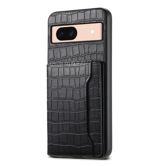 For Google Pixel 8a Crocodile Texture Card Bag Design Full Coverage Phone Case(Black) by buy2fix