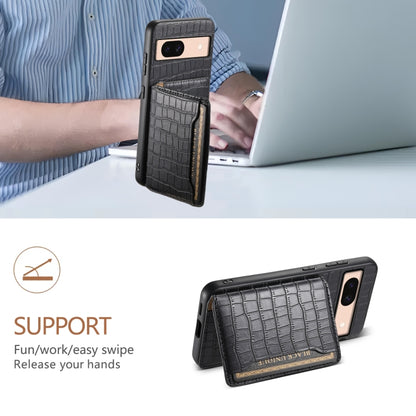 For Google Pixel 8a Crocodile Texture Card Bag Design Full Coverage Phone Case(Black) by buy2fix