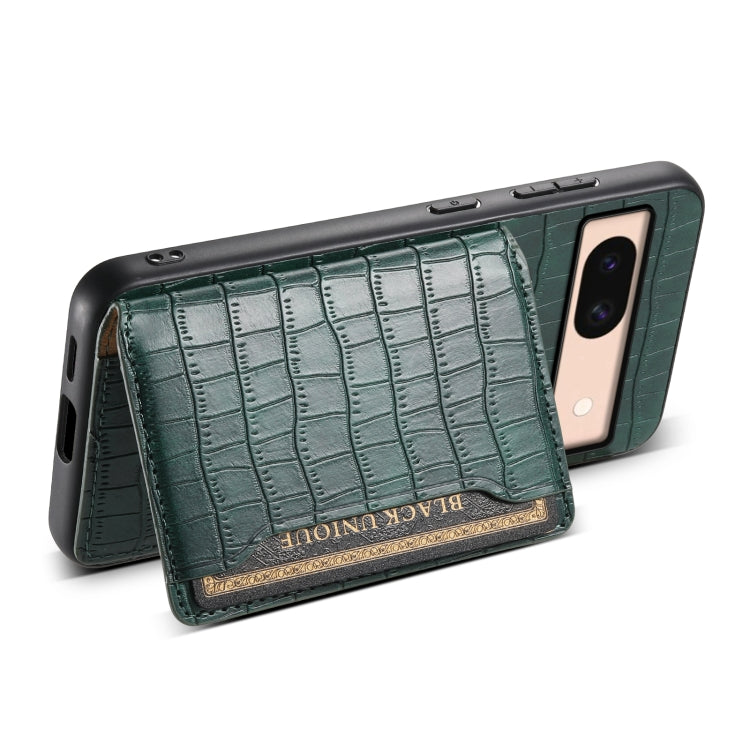 For Google Pixel 8a Crocodile Texture Card Bag Design Full Coverage Phone Case(Green) by buy2fix