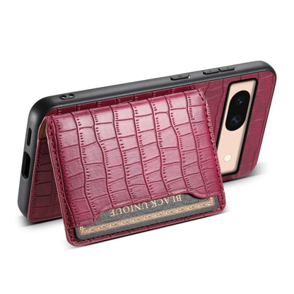 For Google Pixel 8a Crocodile Texture Card Bag Design Full Coverage Phone Case(Red) by buy2fix