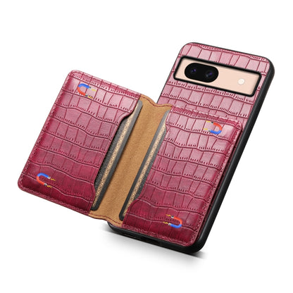 For Google Pixel 8a Crocodile Texture Card Bag Design Full Coverage Phone Case(Red) by buy2fix