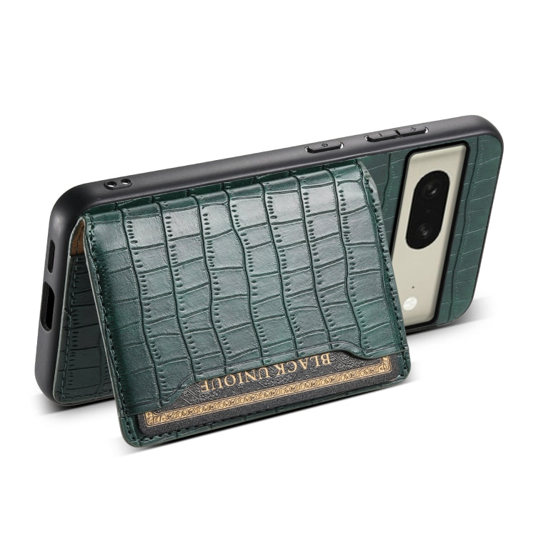 For Google Pixel 8 Crocodile Texture Card Bag Design Full Coverage Phone Case(Green) by buy2fix