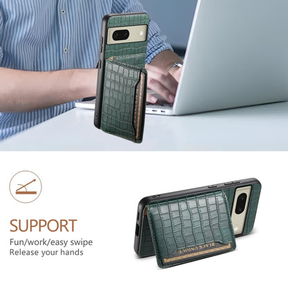 For Google Pixel 8 Crocodile Texture Card Bag Design Full Coverage Phone Case(Green) by buy2fix