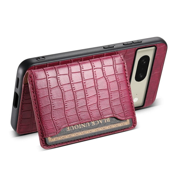For Google Pixel 8 Crocodile Texture Card Bag Design Full Coverage Phone Case(Red) by buy2fix