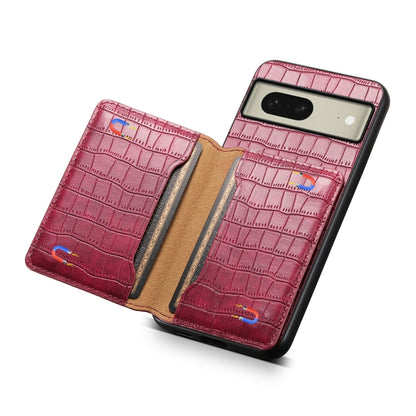 For Google Pixel 8 Crocodile Texture Card Bag Design Full Coverage Phone Case(Red) by buy2fix
