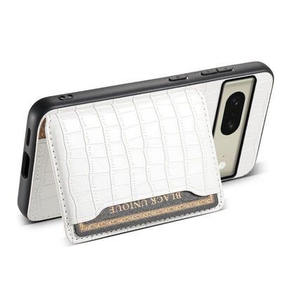 For Google Pixel 8 Crocodile Texture Card Bag Design Full Coverage Phone Case(White) by buy2fix