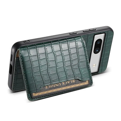 For Google Pixel 7a Crocodile Texture Card Bag Design Full Coverage Phone Case(Green) by buy2fix