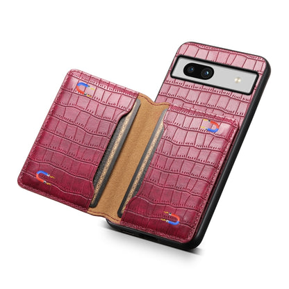 For Google Pixel 7a Crocodile Texture Card Bag Design Full Coverage Phone Case(Red) by buy2fix