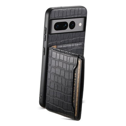 For Google Pixel 7 Pro 5G Crocodile Texture Card Bag Design Full Coverage Phone Case(Black) by buy2fix