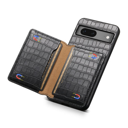 For Google Pixel 7 5G Crocodile Texture Card Bag Design Full Coverage Phone Case(Black) by buy2fix