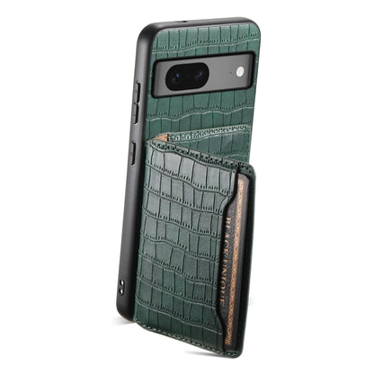 For Google Pixel 7 5G Crocodile Texture Card Bag Design Full Coverage Phone Case(Green) by buy2fix