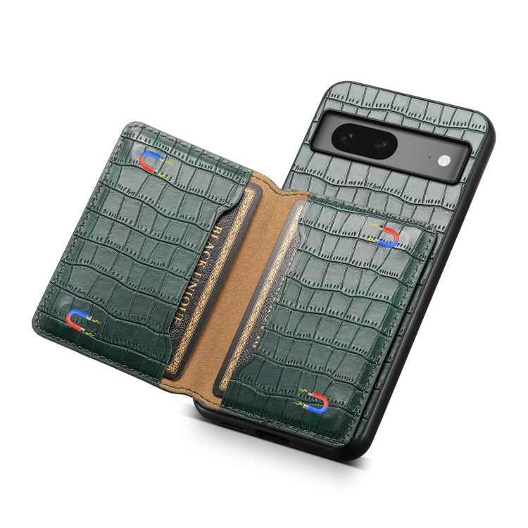 For Google Pixel 7 5G Crocodile Texture Card Bag Design Full Coverage Phone Case(Green) by buy2fix