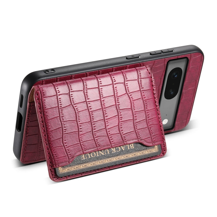 For Google Pixel 7 5G Crocodile Texture Card Bag Design Full Coverage Phone Case(Red) by buy2fix