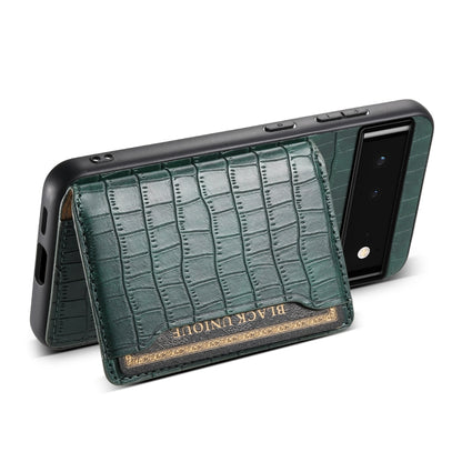 For Google Pixel 6 Crocodile Texture Card Bag Design Full Coverage Phone Case(Green) by buy2fix