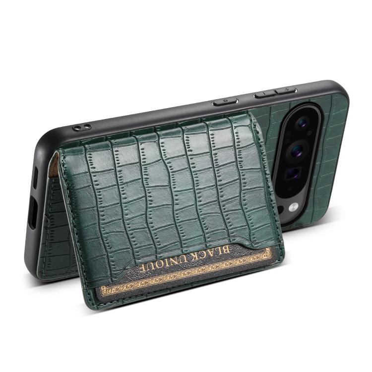 For Google Pixel 10 Pro / 10 Crocodile Texture Card Bag Design Full Coverage Phone Case(Green) - Google Cases by buy2fix | Online Shopping UK | buy2fix