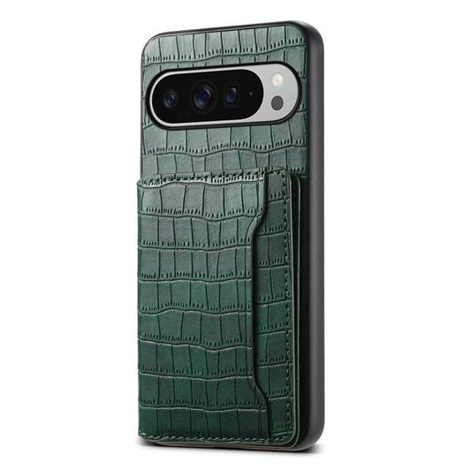 For Google Pixel 10 Pro XL Crocodile Texture Card Bag Design Full Coverage Phone Case(Green) - Google Cases by buy2fix | Online Shopping UK | buy2fix