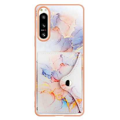 For Sony Xperia 5 IV Marble Pattern IMD Card Slot Phone Case(Galaxy Marble White) by buy2fix