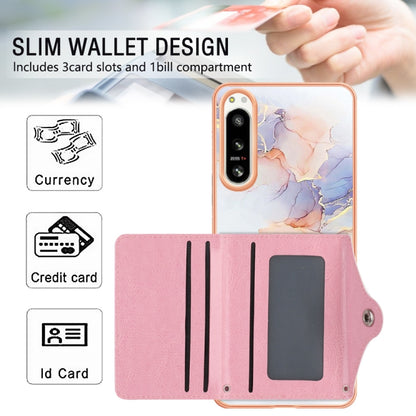 For Sony Xperia 5 IV Marble Pattern IMD Card Slot Phone Case(Galaxy Marble White) by buy2fix
