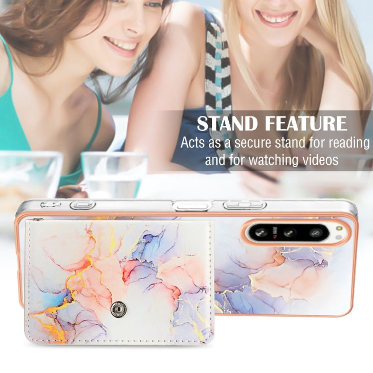 For Sony Xperia 5 IV Marble Pattern IMD Card Slot Phone Case(Galaxy Marble White) by buy2fix