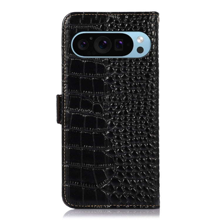 For Google Pixel 10 / 9 Crocodile Top Layer Cowhide Leather Phone Case(Black) by buy2fix