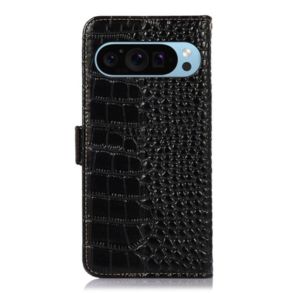 For Google Pixel 10 / 9 Crocodile Top Layer Cowhide Leather Phone Case(Black) by buy2fix