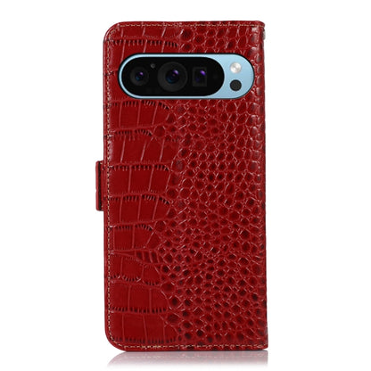 For Google Pixel 10 / 9 Crocodile Top Layer Cowhide Leather Phone Case(Red) - Google Cases by buy2fix | Online Shopping UK | buy2fix