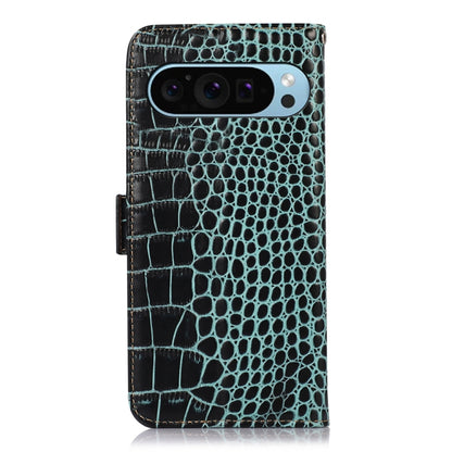 For Google Pixel 10 / 9 Crocodile Top Layer Cowhide Leather Phone Case(Green) by buy2fix