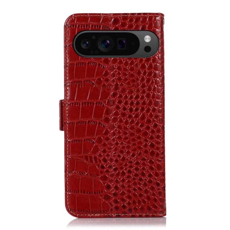 For Google Pixel 10 Pro / 9 Pro Crocodile Top Layer Cowhide Leather Phone Case(Red) by buy2fix