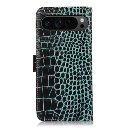 For Google Pixel 10 Pro / 9 Pro Crocodile Top Layer Cowhide Leather Phone Case(Green) by buy2fix