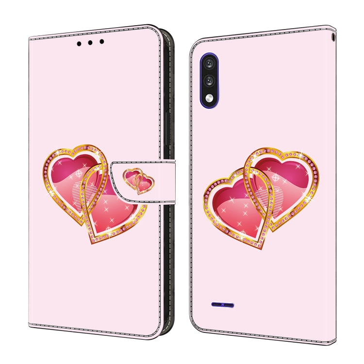 For LG K22/K22 + Crystal Painted Leather Phone case(Love Peach) - LG Cases by buy2fix | Online Shopping UK | buy2fix