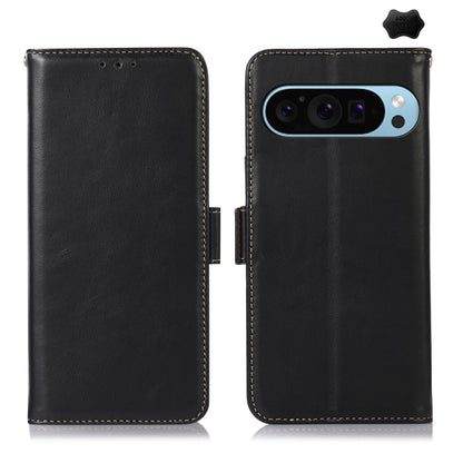 For Google Pixel 9 Crazy Horse Top Layer Cowhide Leather Phone Case(Black) by buy2fix