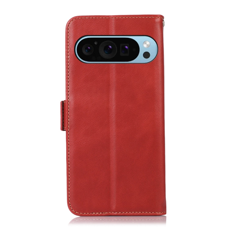 For Google Pixel 9 Crazy Horse Top Layer Cowhide Leather Phone Case(Red) by buy2fix
