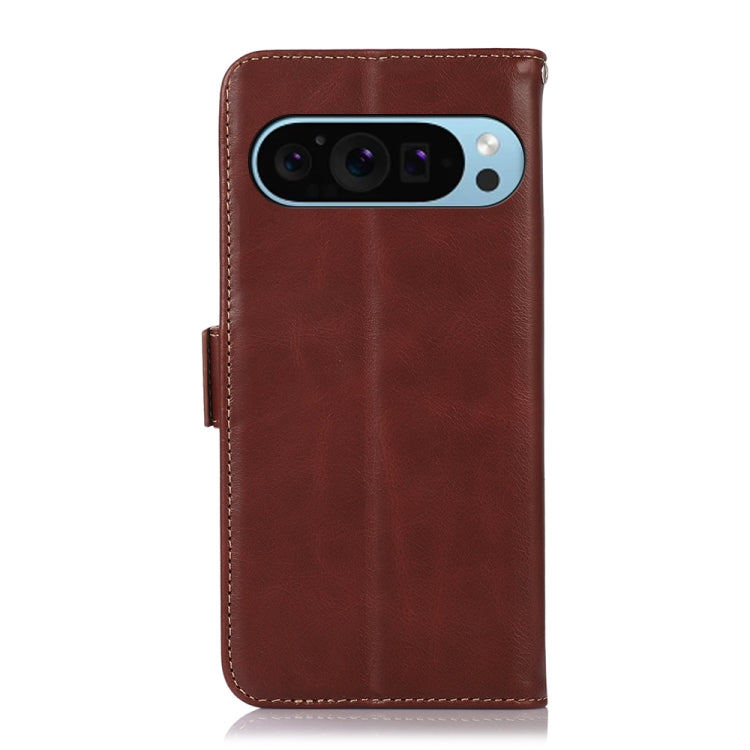 For Google Pixel 9 Crazy Horse Top Layer Cowhide Leather Phone Case(Brown) by buy2fix