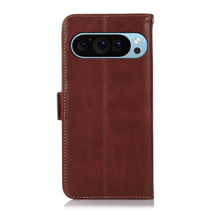 For Google Pixel 9 Crazy Horse Top Layer Cowhide Leather Phone Case(Brown) by buy2fix