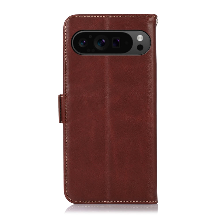 For Google Pixel 9 Pro Crazy Horse Top Layer Cowhide Leather Phone Case(Brown) by buy2fix