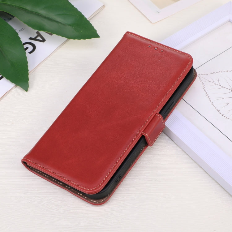 For Google Pixel 9a Crazy Horse Top Layer Cowhide Leather Phone Case(Red) - Google Cases by buy2fix | Online Shopping UK | buy2fix