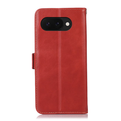 For Google Pixel 9a Crazy Horse Top Layer Cowhide Leather Phone Case(Red) - Google Cases by buy2fix | Online Shopping UK | buy2fix
