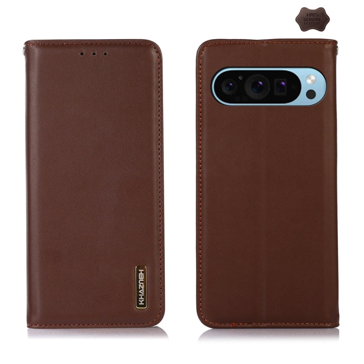 For Google Pixel 10 / 9 KHAZNEH Nappa Top Layer Cowhide Leather Phone Case(Brown) - Google Cases by buy2fix | Online Shopping UK | buy2fix